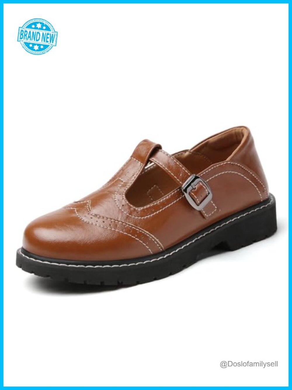 Women's Faux Leather T-Strap Mary Jane Platform Oxfords Business Casual